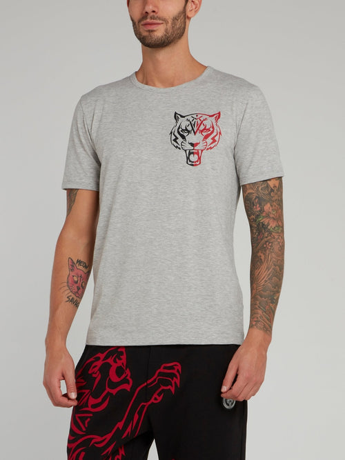 Grey Tiger Print T-Shirt