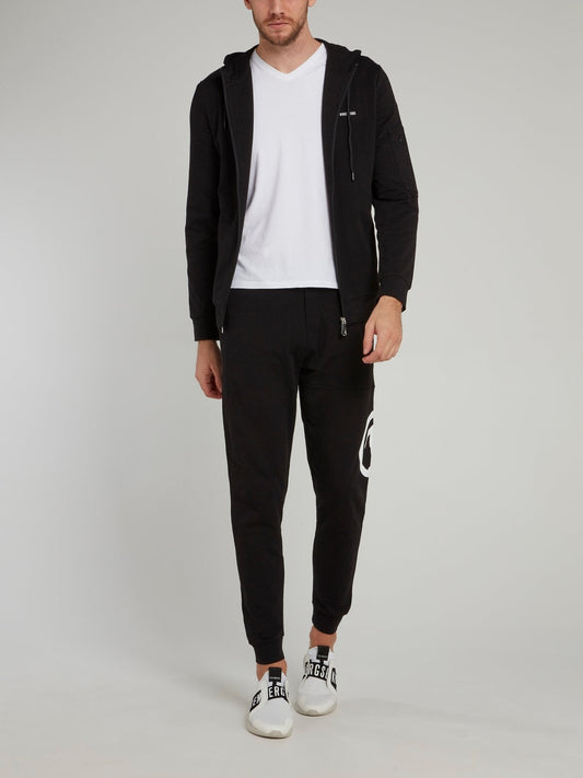 Black Sport Logo Fleece Pants