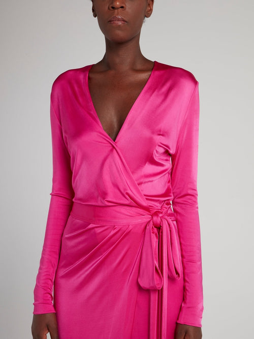 Pink Wrap Maxi Dress