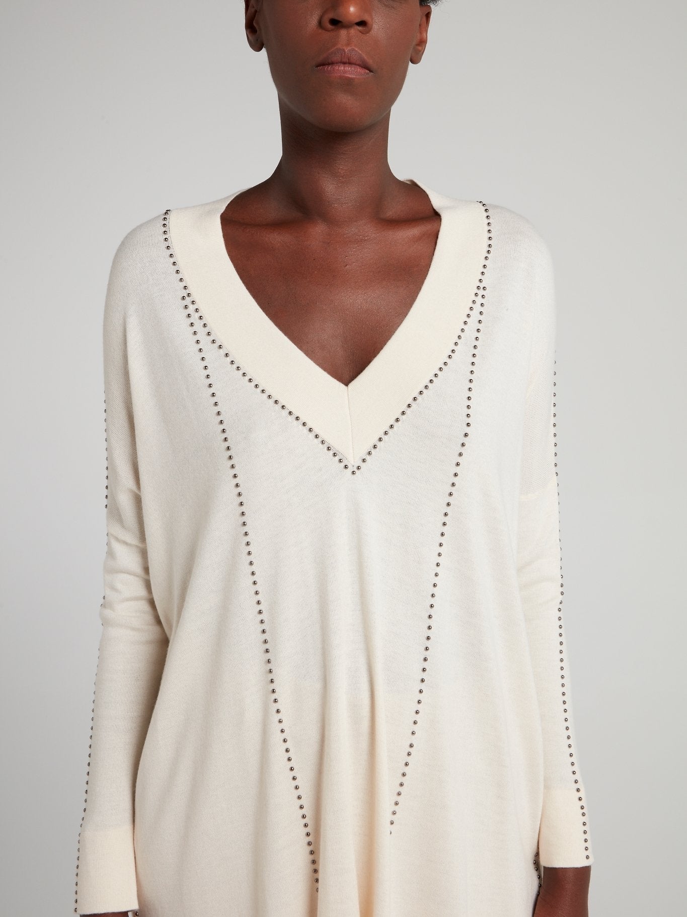 Studded V-Neck Trapeze Top