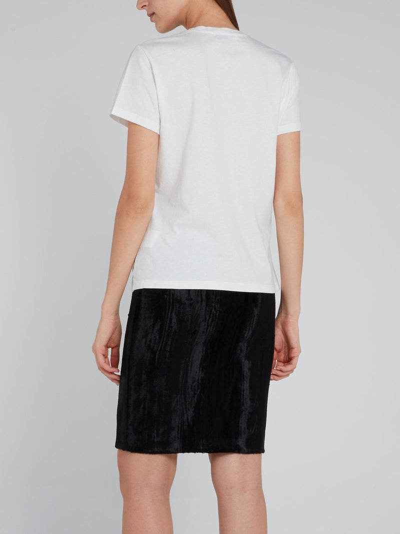 White Foil Print Statement T-Shirt