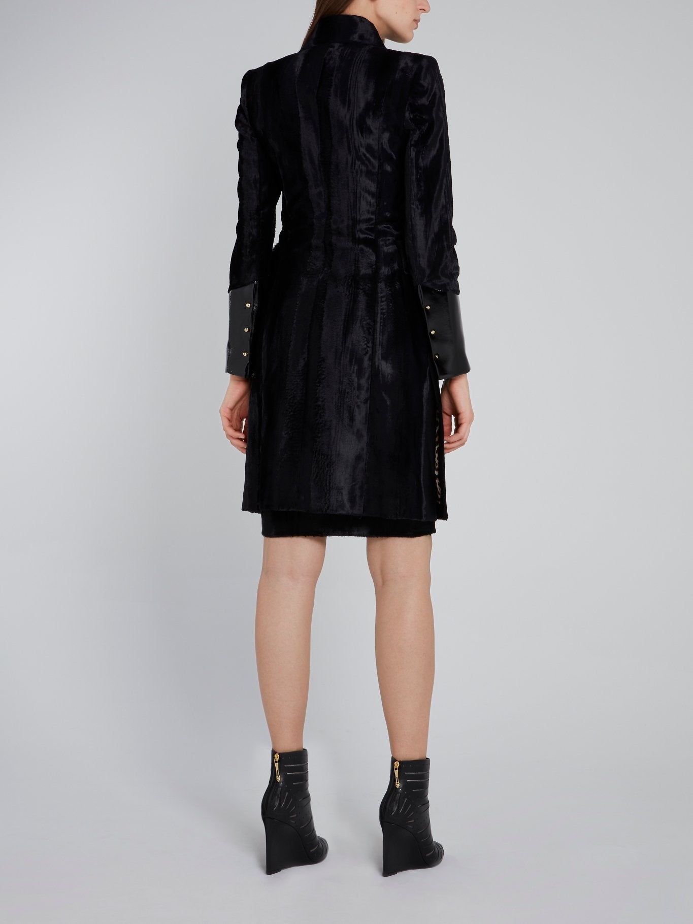 Black Patent Leather Panel Coat