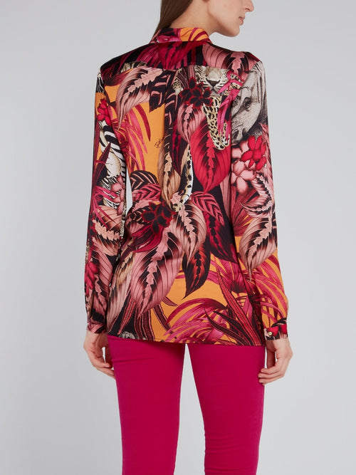 Pink Jungle Print Viscose Shirt