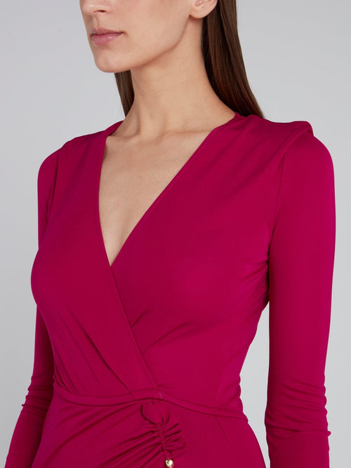 Burgundy Wrap Viscose Dress