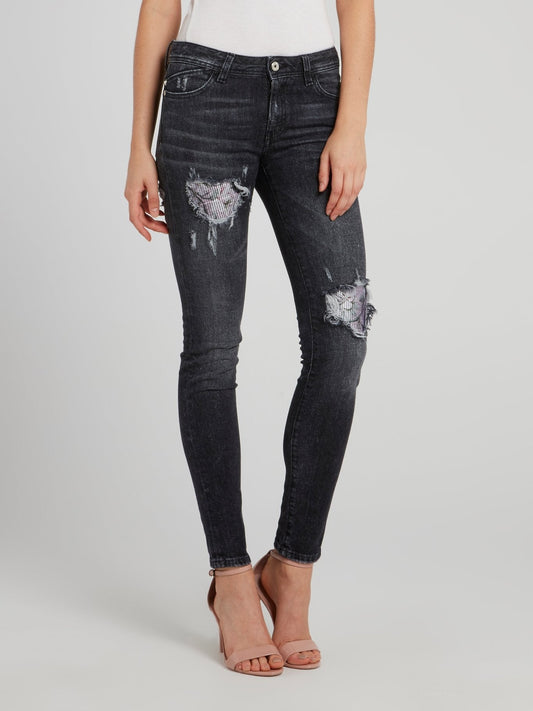 Black Distressed Skinny Jeans