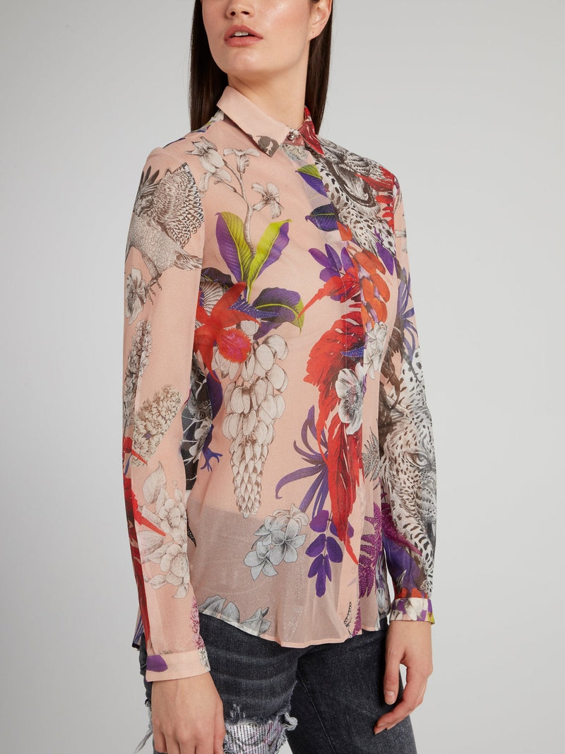 Beige Flora and Fauna Shirt