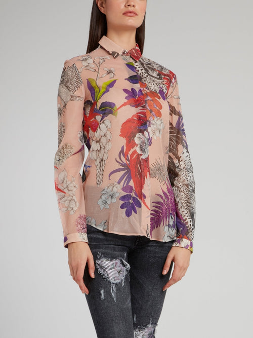 Beige Flora and Fauna Shirt