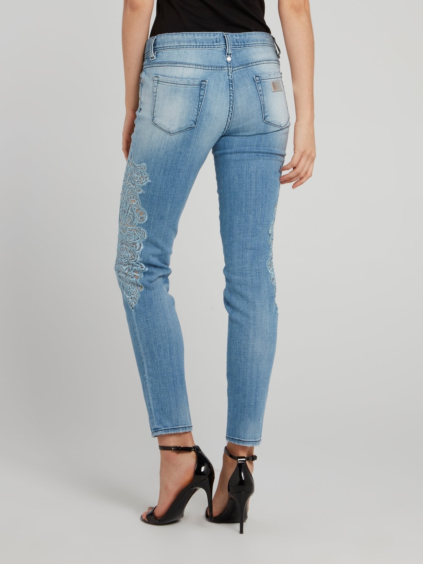 Blue Lace Panel Jeans