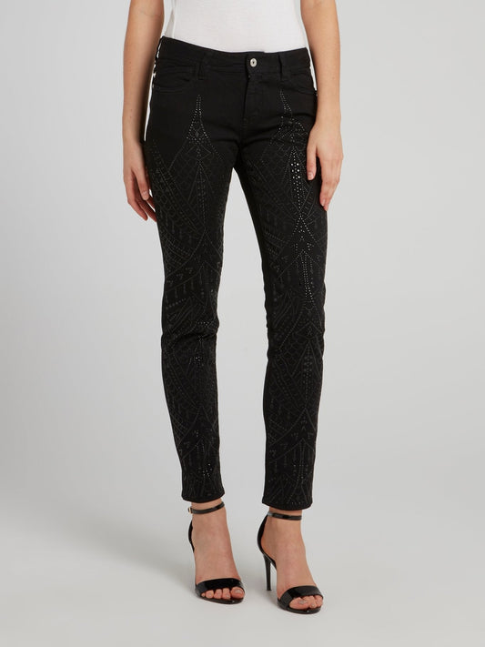 Black Multi-Stud Skinny Jeans