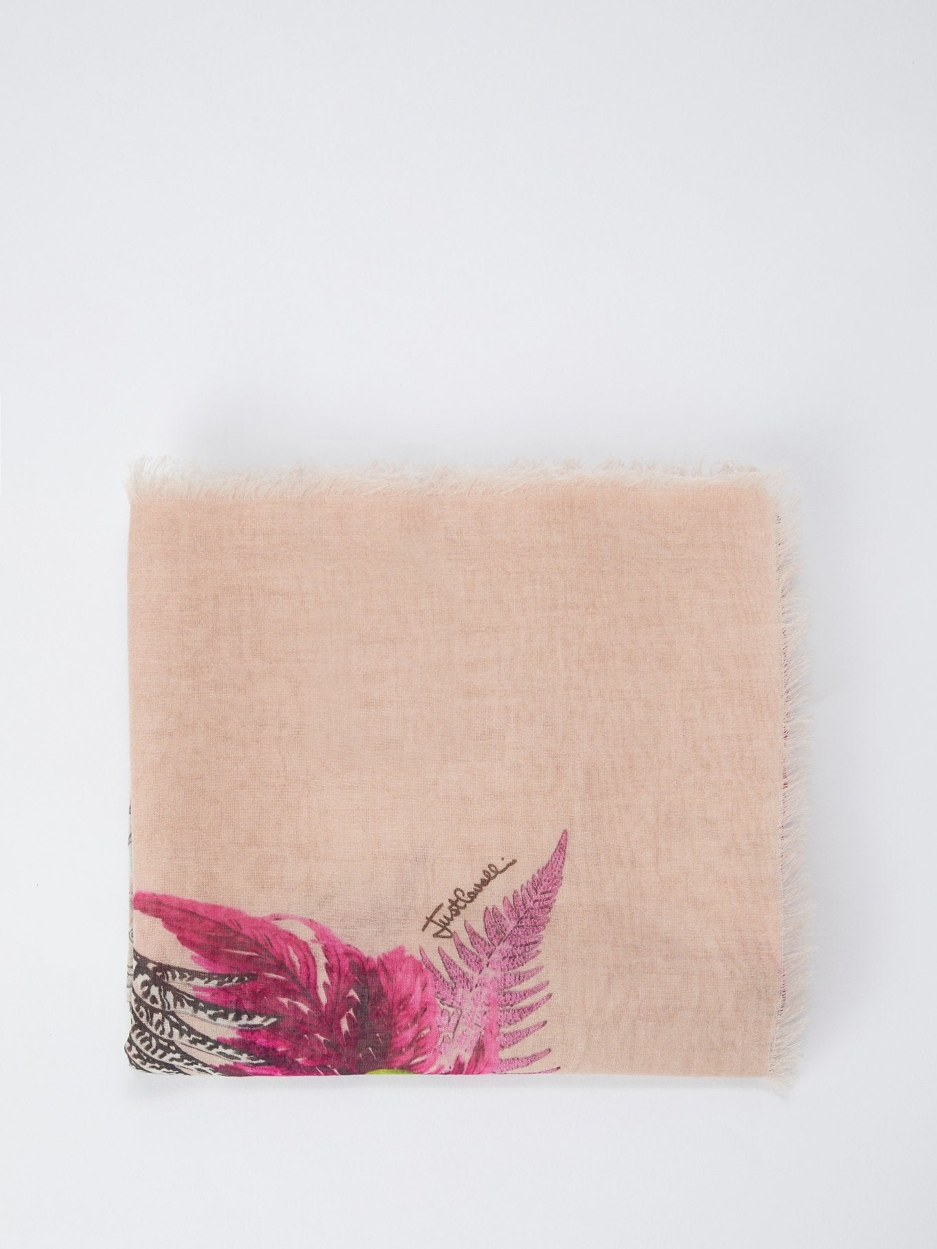 Beige Corsage Frayed Foulard