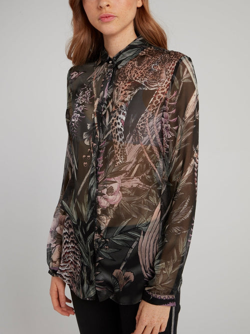 Jungle Print Chiffon Blouse