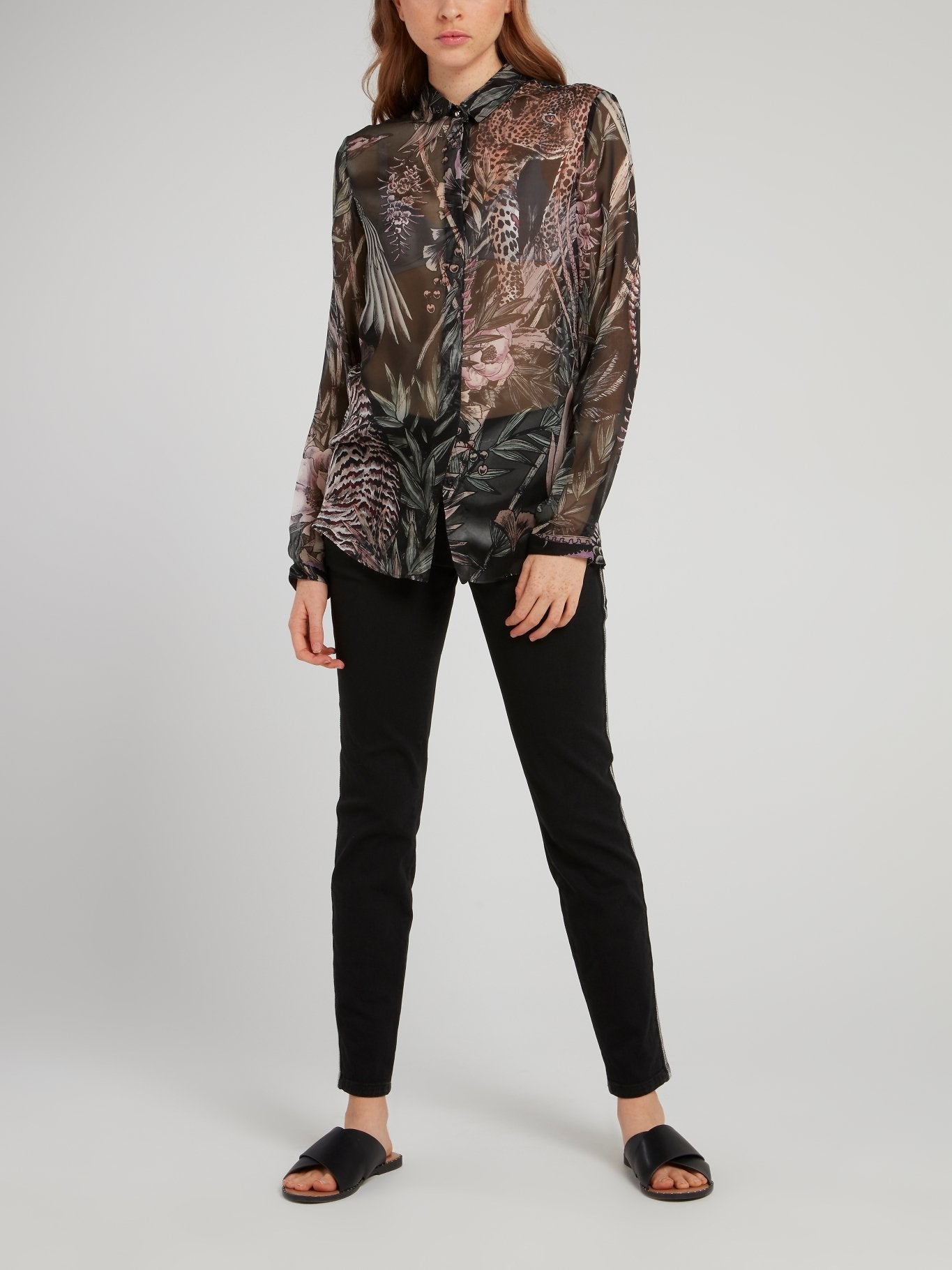 Jungle Print Chiffon Blouse