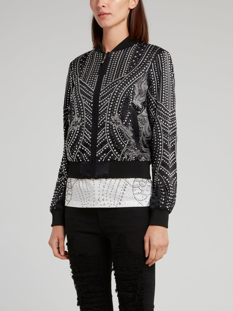 Black Multi-Stud Bomber Jacket