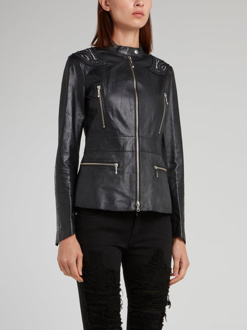 Black Leather Sports Jacket