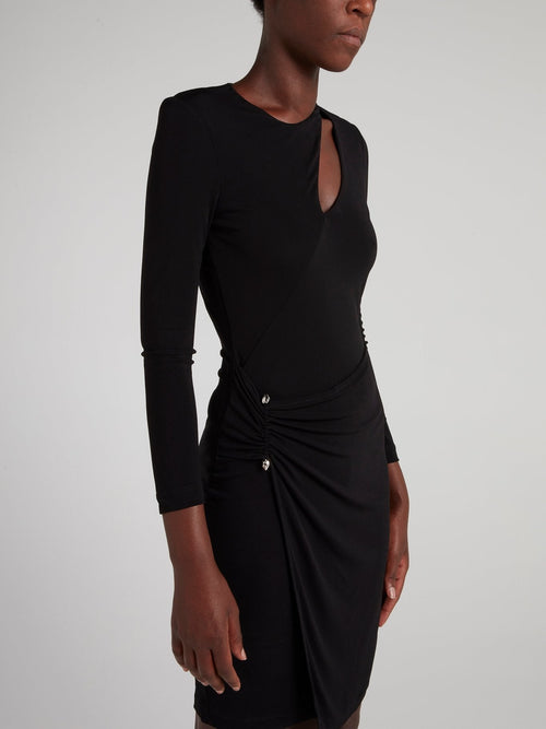 Black Draped Cut Out Dress