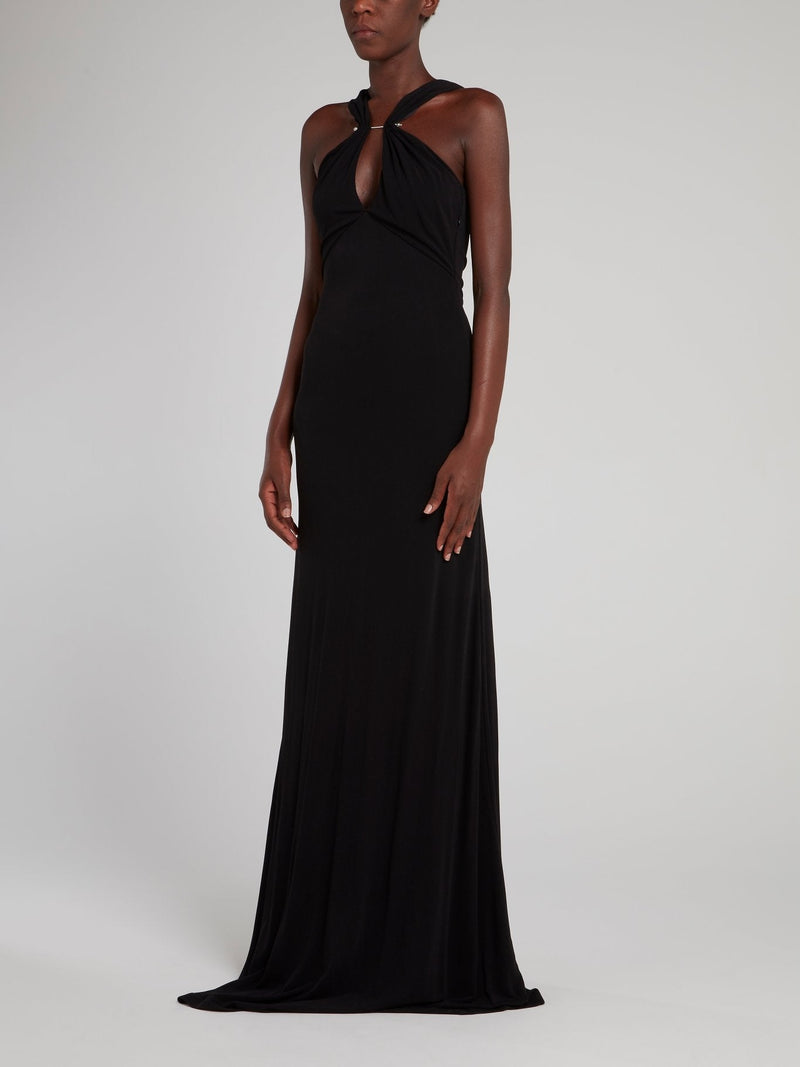 Black Embellished Evening Dress