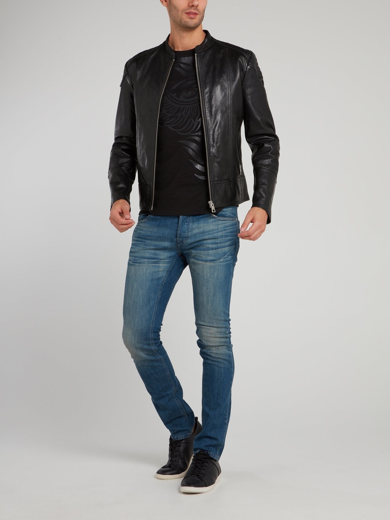 Black Zip Up Moto Jacket