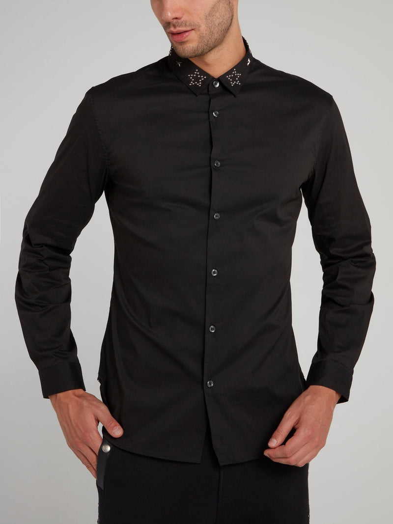 Black Star Embellished Collar Shirt