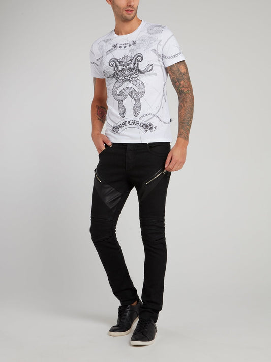 White Sketch Print T-Shirt