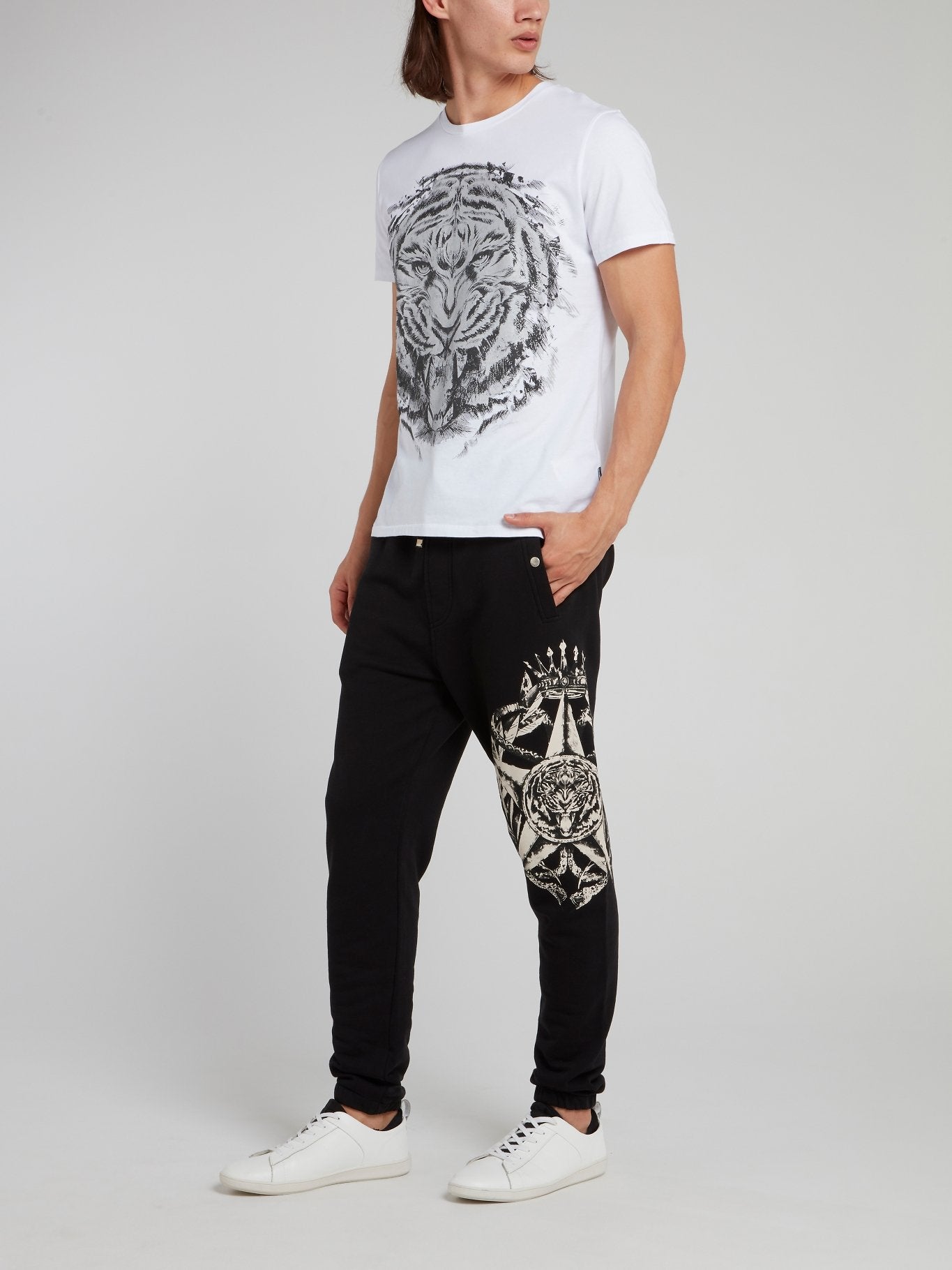 White Tiger Head Print T-Shirt