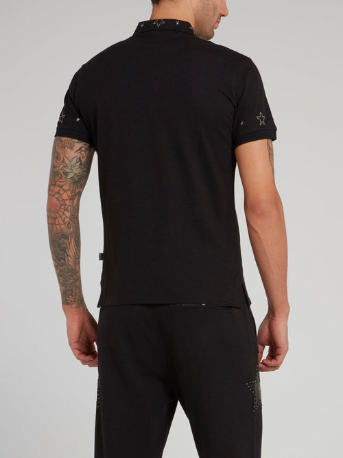 Black Studded Star Polo Shirt