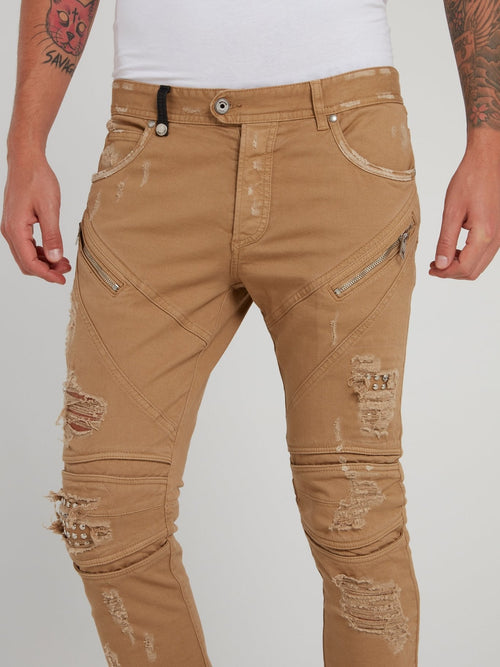 Khaki Distressed Trousers