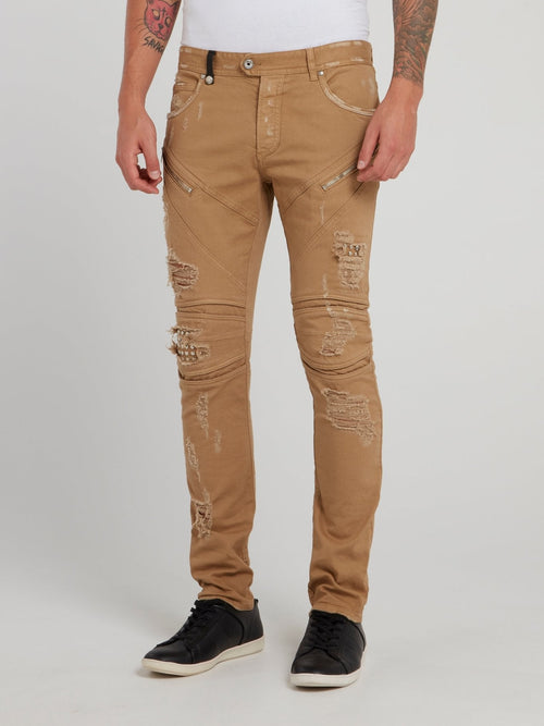 Khaki Distressed Trousers