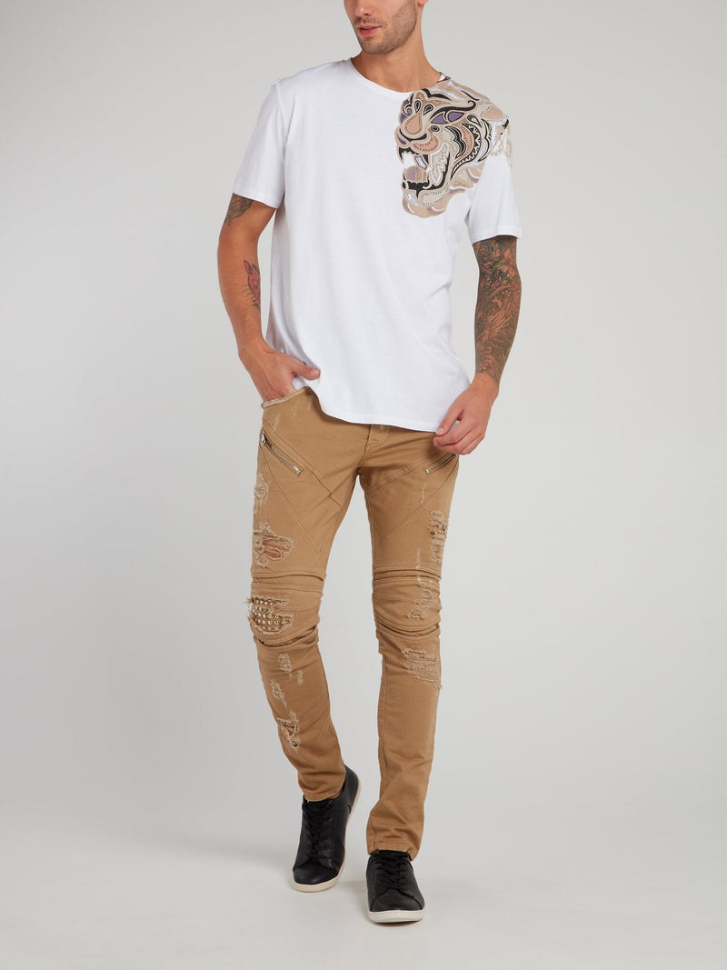 Khaki Distressed Trousers