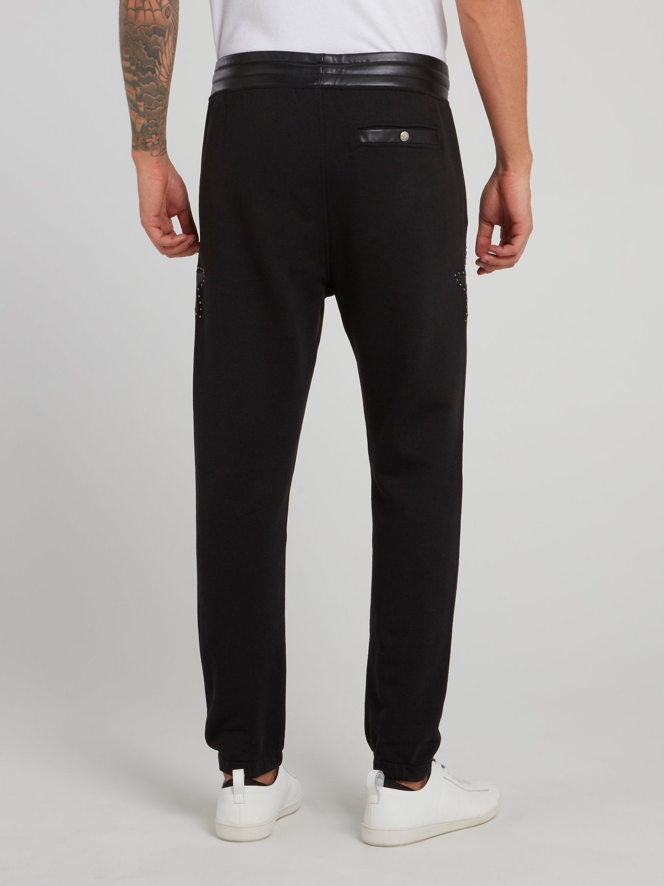 Black Leather Panel Track Trousers