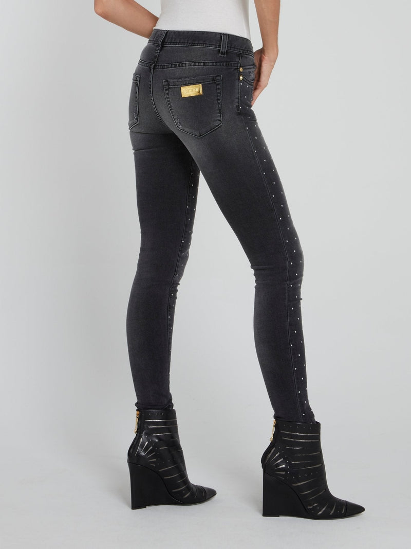 Black Studded Polka Dot Jeans