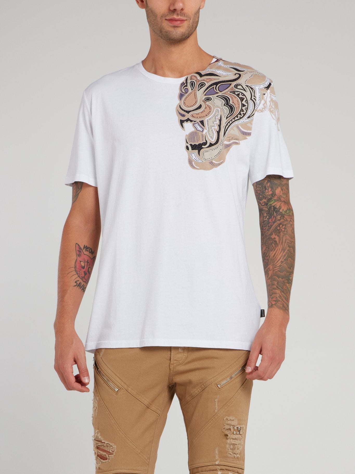 White Tiger Print Shirt