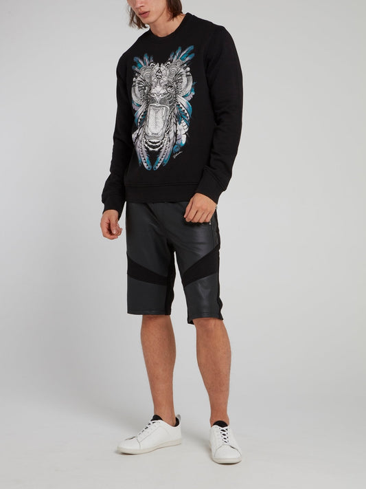 Black Tiger Print Sweatshirt