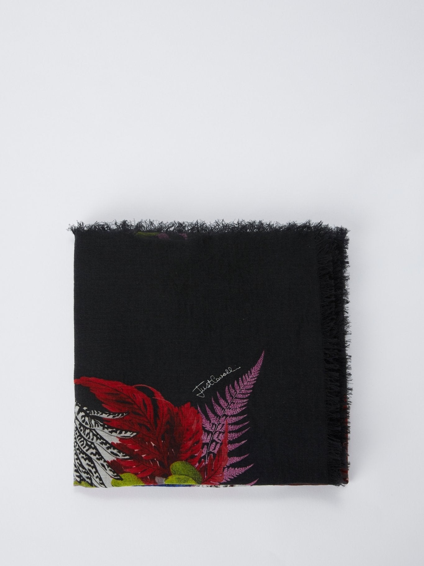 Black Corsage Frayed Foulard