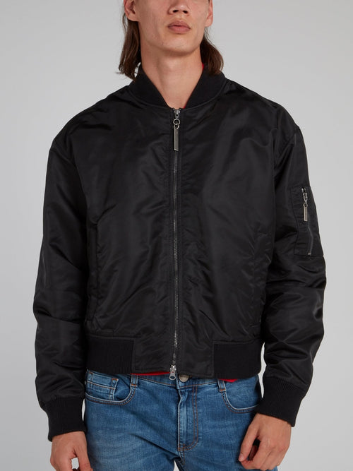 Black Nylon Bomber Jacket