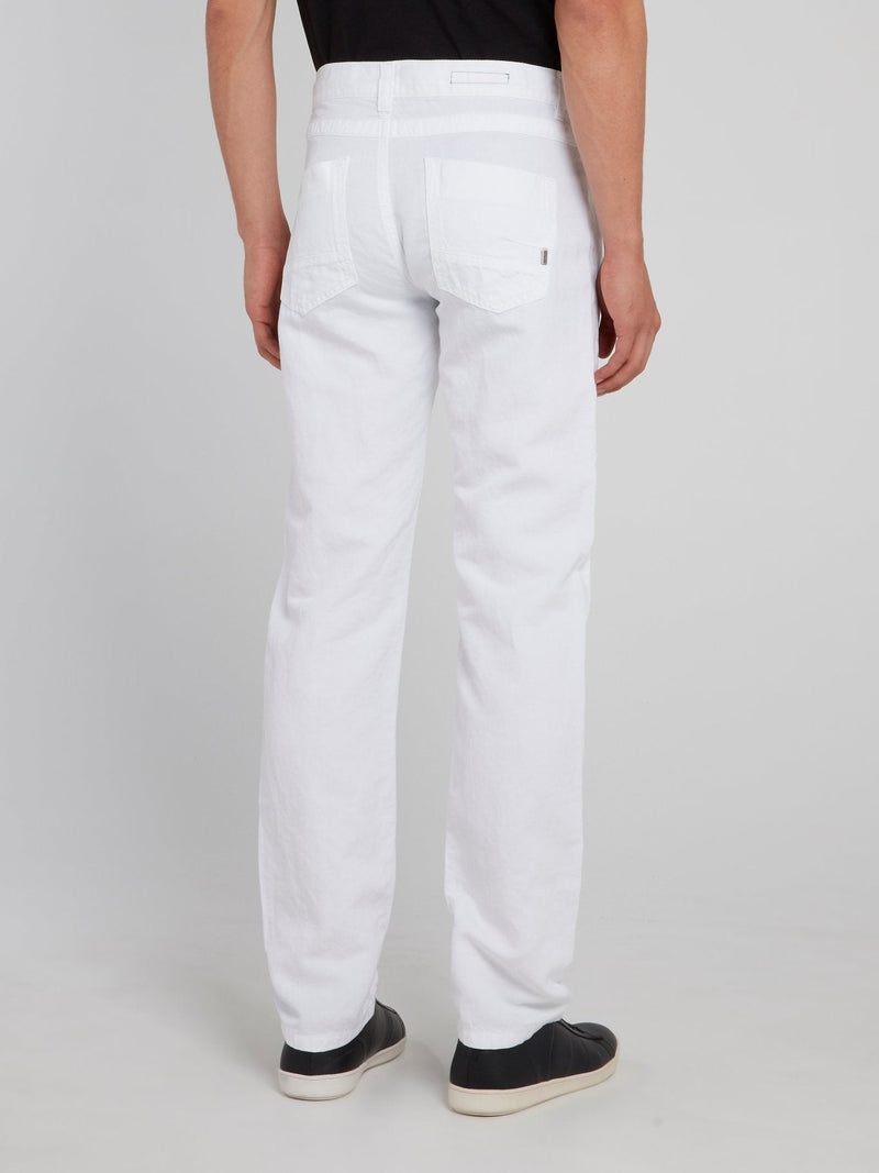 White Straight Leg Trousers