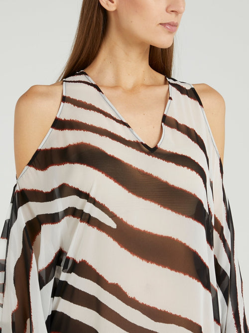 Zebra Effect Flounce Maxi Dress