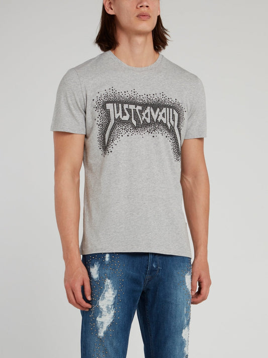 Grey Studded Logo T-Shirt