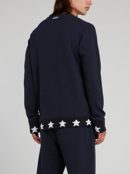 Navy Star Print Edge Sweatshirt