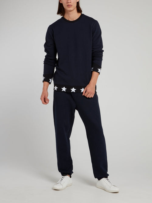 Navy Star Print Edge Sweatshirt