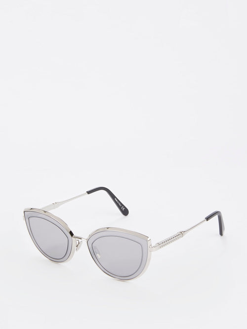 Silver Mirror Flat Cat Eye Sunglasses