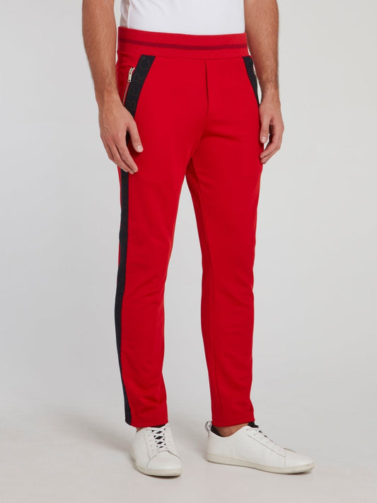 Red Logo Tape Ribbed Waistband Trousers