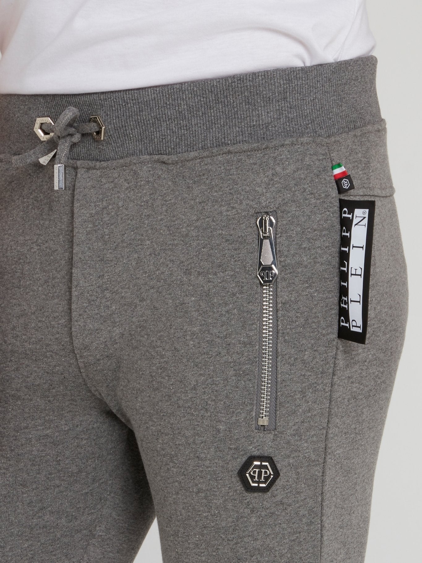 Grey Studded Skull Jogging Trousers