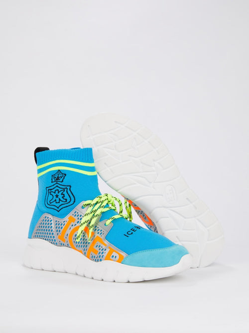 Blue Neon Sock Sneakers