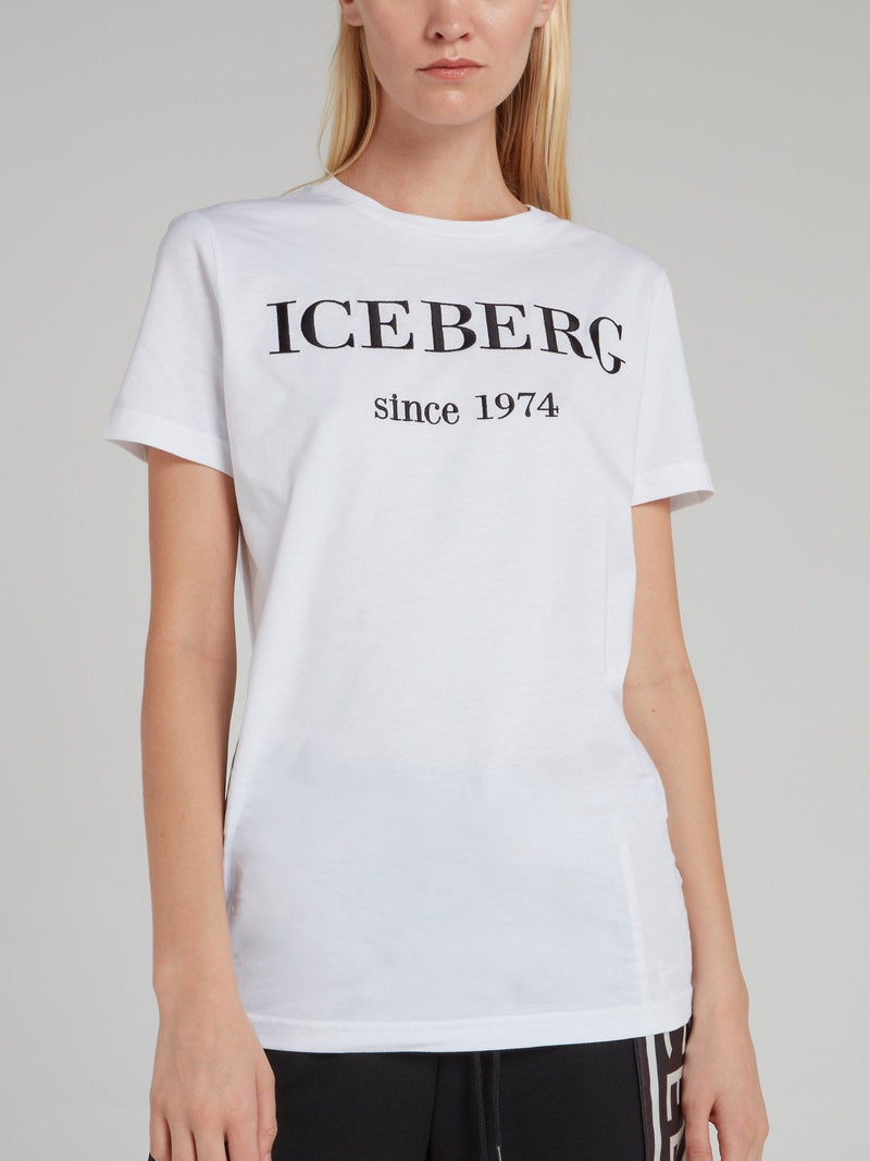 White Classic Logo Long T-Shirt