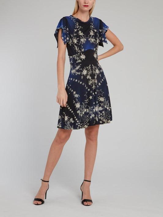 Star Print Corsage Mini Dress