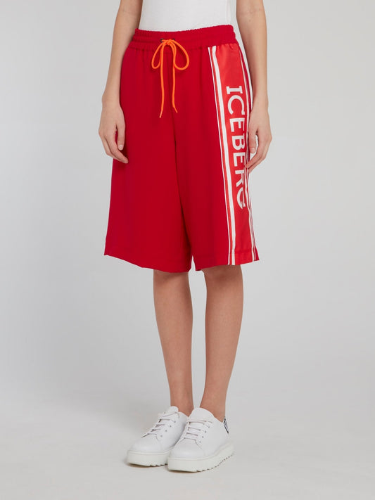 Red Logo Side Stripe Shorts