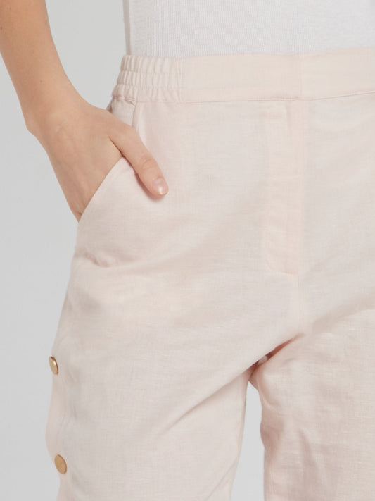 Side Button Linen Trousers