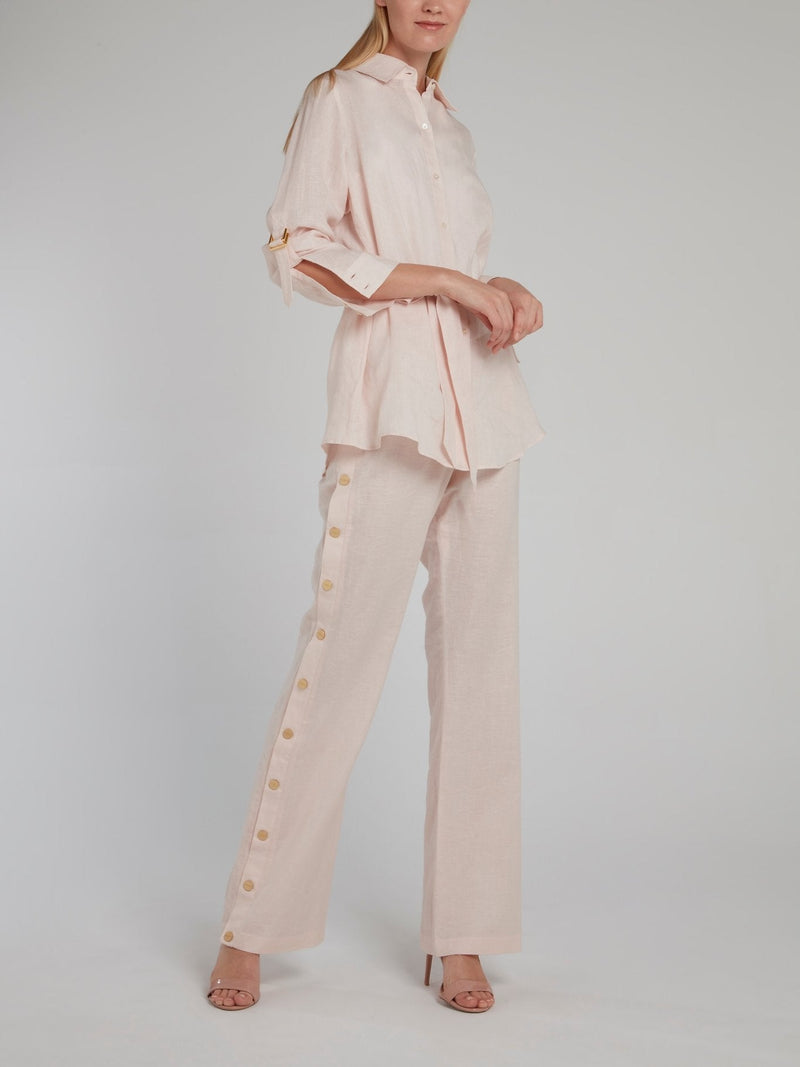 Side Button Linen Trousers