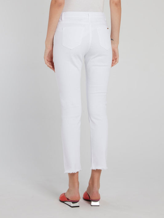 White Denim Stretch Trousers