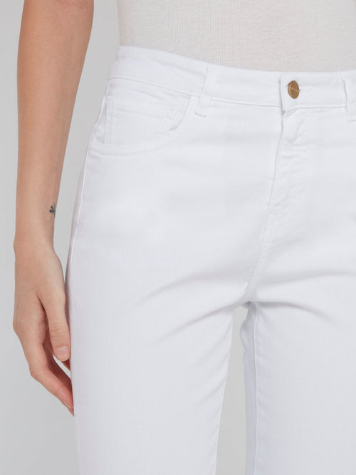 White Denim Stretch Trousers